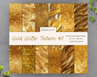 Gold Glitter Digital Paper Seamless Pattern| INSTANT DOWNLOAD | Gold Glitter Background | Seamless Paper Pack | Gold Glitter | Set 2 | GLT1