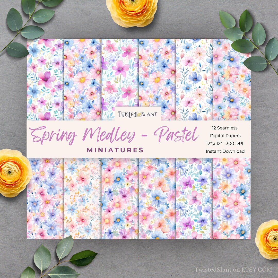 Spring Floral Medley Digital Paper | INSTANT DOWNLOAD | Watercolor ...