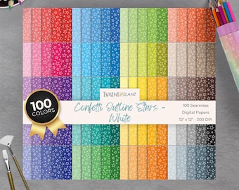 Konfetti Sterne Digitales Papier | SOFORTIGER DOWNLOAD | Sternen Hintergrund | Nahtlose Papiere | Helle Sterne | Stern digitales Papier | Bunt | STERN01