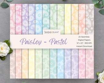 Paisley Seamless Patterns Digital: Paisley Papers (Instant Download) - Bandana Pattern | Seamless Papers | Boteh | Pastel | Set 1 | PAIS01
