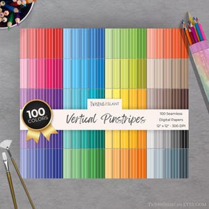 Vertical Stripes Digital Paper | INSTANT DOWNLOAD | Striped Background | Lined Digital Paper | Seamless Papers | Rainbow | White | STR01