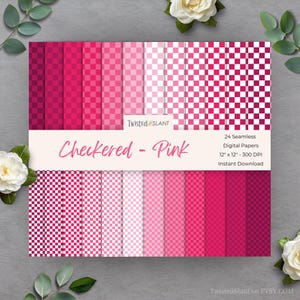 Kariertes Digital Papier | SOFORTIGER DOWNLOAD | Hintergrund kariert | Quadrate Digitales Papier | Seamless Paper Pack | Rosa | CHK01