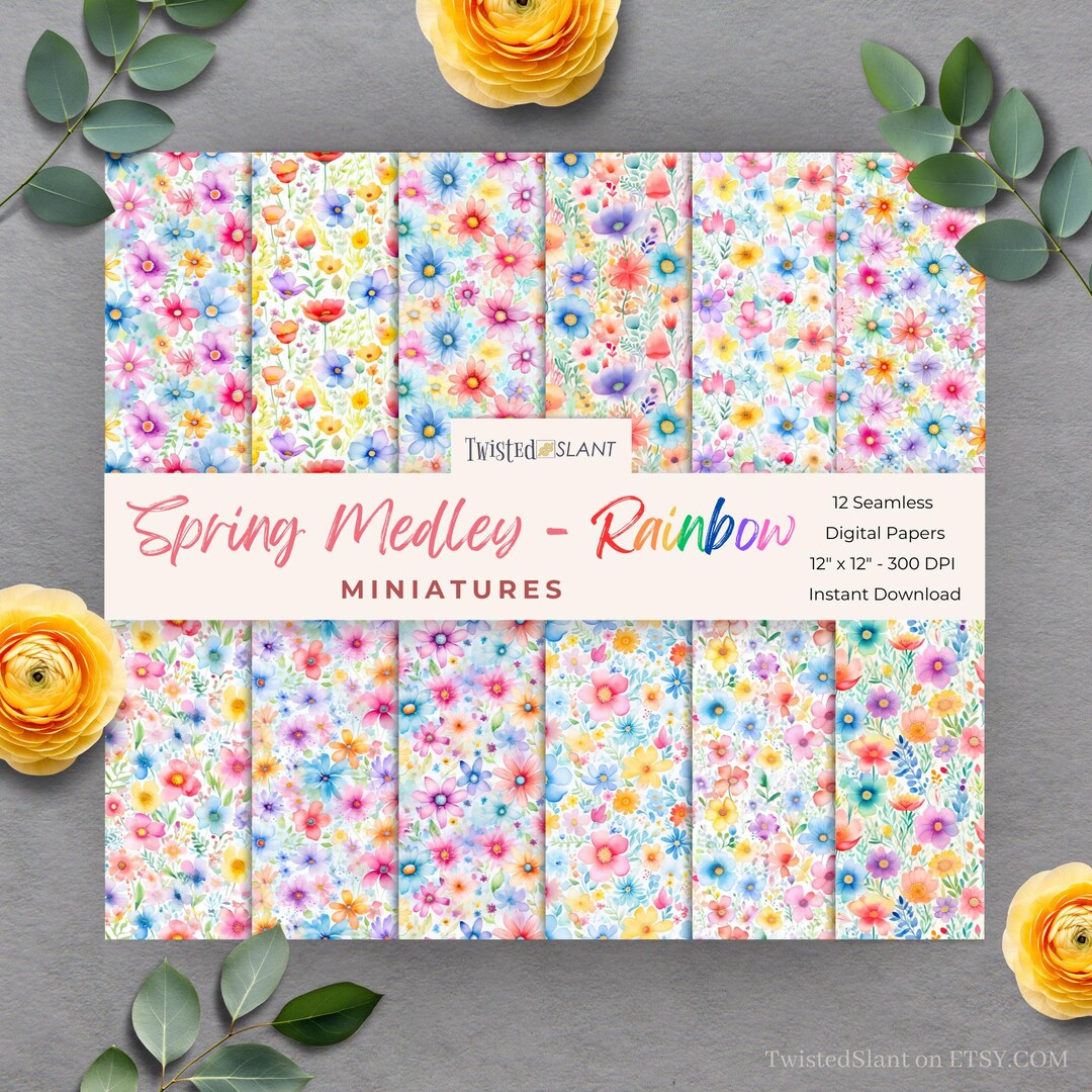 Spring Floral Medley Digital Paper | INSTANT DOWNLOAD | Watercolor ...