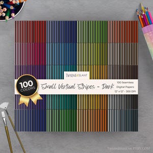 Vertical Stripes Digital Paper | INSTANT DOWNLOAD | Striped Background | Lined Digital Paper | Seamless Papers | Rainbow | Black | STR01