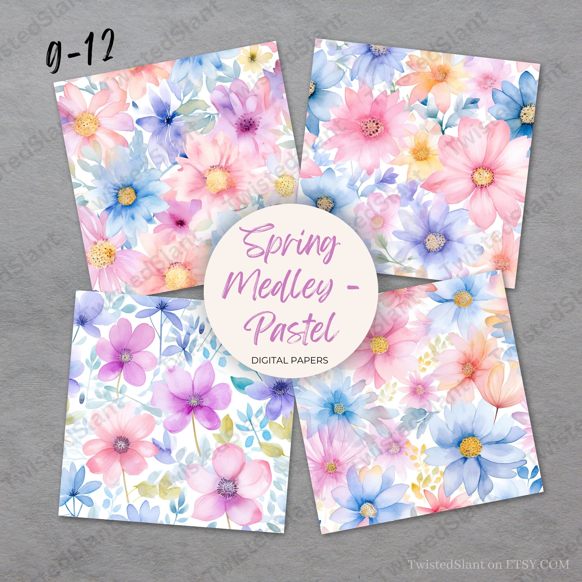 Spring Floral Medley Digital Paper | INSTANT DOWNLOAD | Watercolor ...