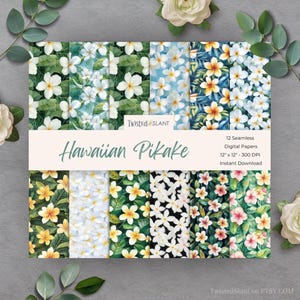 Seamless Pattern Pikake | INSTANT DOWNLOAD | Puakenikeni Background | Hawaiian Pattern | Seamless Papers | Tropical  | Pikake | TROP01