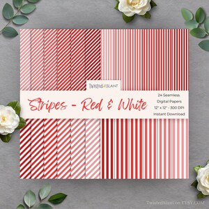 Red Stripe Digital Paper | INSTANT DOWNLOAD | Striped Background | Lined Digital Paper | Seamless Textures | Red | STR01