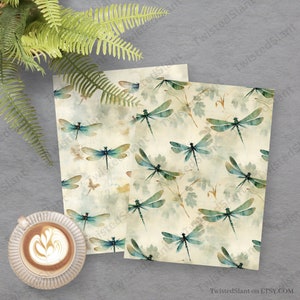 Watercolor Dragonfly Digital Paper | INSTANT DOWNLOAD | Dragonfly ...