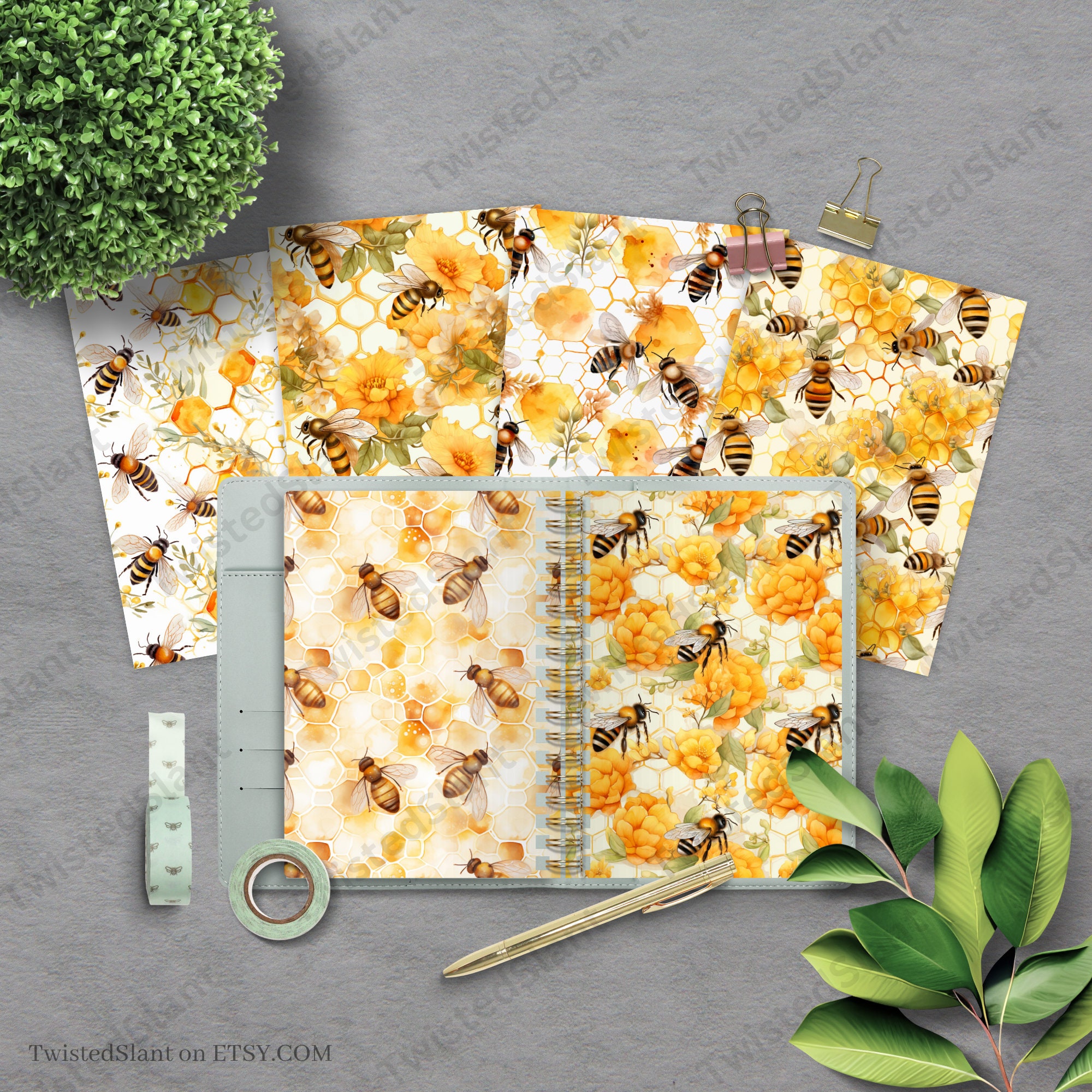 Honey Bee Digital Paper Seamless Pattern | INSTANT DOWNLOAD | Bee ...