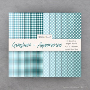 Gingham Digital Paper Pack | INSTANT DOWNLOAD | Gingham Pattern | Gingham Digital Papers | Seamless Paper Pack | Aquamarine Gingham | GH1
