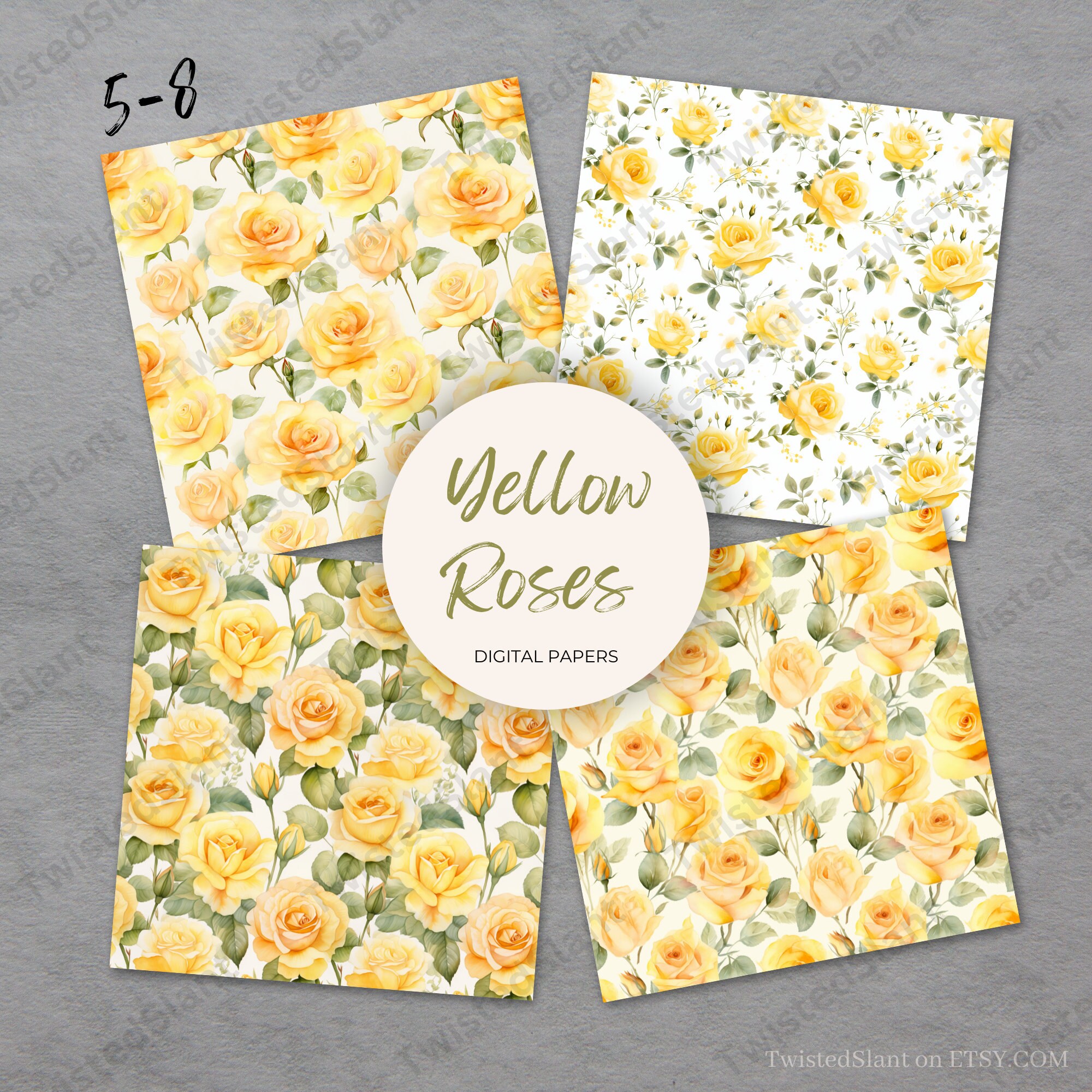 Yellow Roses Digital Yellow Rose Seamless Digital Paper | INSTANT DOWNLOAD | Watercolor ...