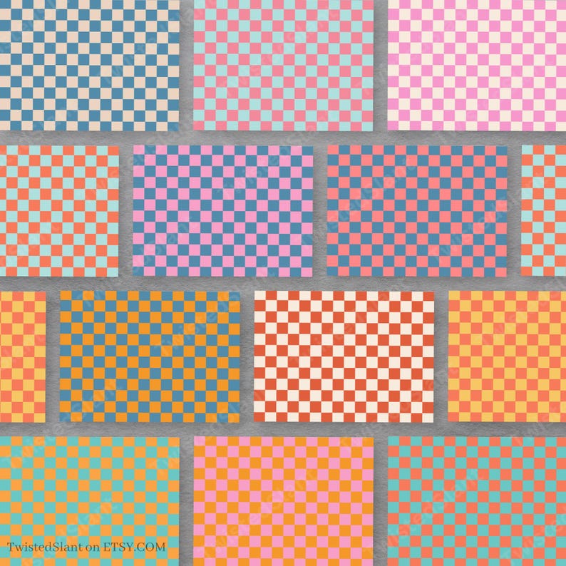 Retro Checkered Digital Paper | INSTANT DOWNLOAD | Checkered Background ...