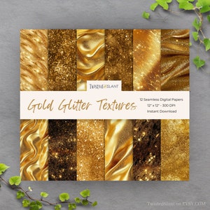 Gold Glitter Digital Paper Seamless Pattern| INSTANT DOWNLOAD | Gold Glitter Background | Seamless Paper Pack | Gold Glitter | Set 1 | GLT1