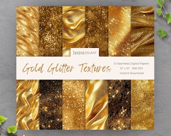Gold Glitter Digital Paper Seamless Pattern| INSTANT DOWNLOAD | Gold Glitter Background | Seamless Paper Pack | Gold Glitter | Set 1 | GLT1