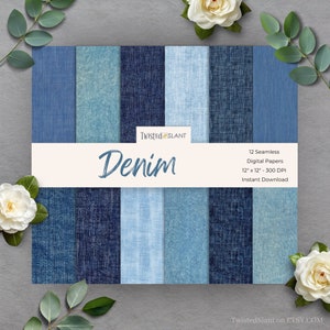 Papel Digital para Jeans | DOWNLOAD INSTANTÂNEO | Diário de Tecidos | Papel Digital para Jeans | Textura Sem Costura | Padrão para Jeans | Calça Jeans Azul | DEN01