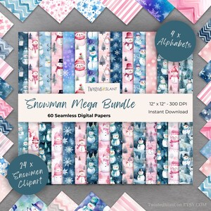 Snowman Background | Mega Bundle | INSTANT DOWNLOAD | Christmas Junk Journal  | Snowflake Background | Seamless Christmas | SMB1