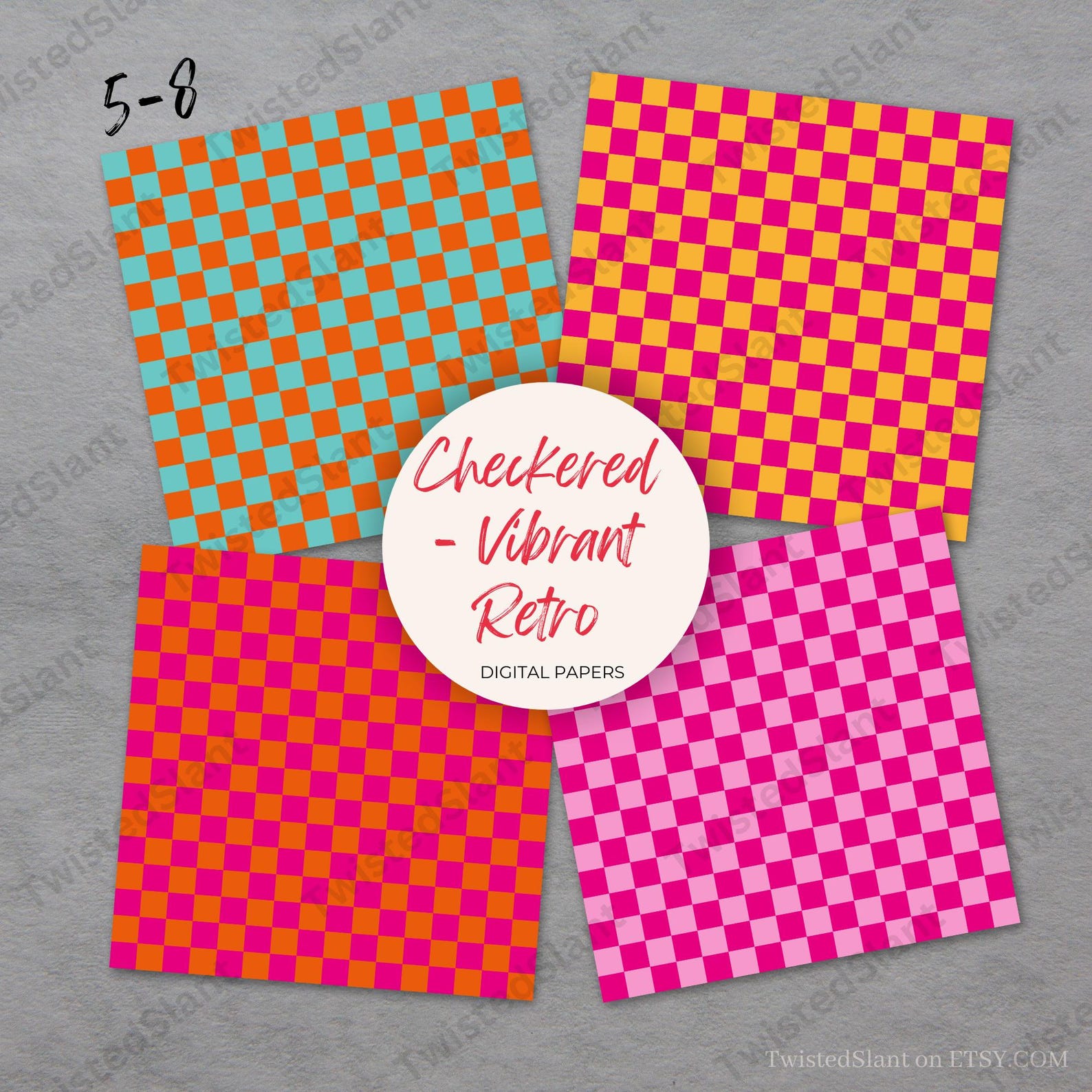 Retro Checkered Digital Paper | INSTANT DOWNLOAD | Checkered Background ...