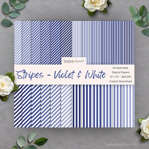 Violet Stripe Digital Paper | INSTANT DOWNLOAD | Striped Background | Lined Digital Paper | Seamless Textures | Purple | STR01