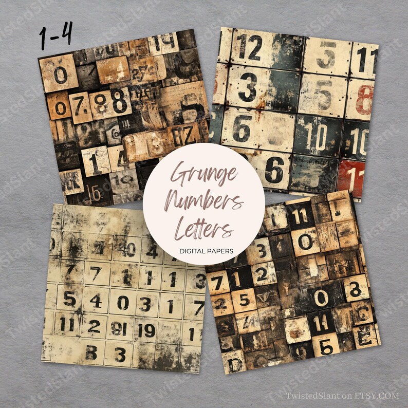 Digital Papers With Numbers on Letters | INSTANT DOWNLOAD | Letters and ...