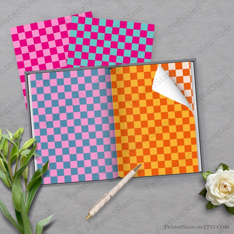 Retro Checkered Digital Paper | INSTANT DOWNLOAD | Checkered Background ...