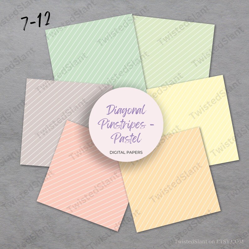 Pastel Diagonal Stripes Digital Paper | INSTANT DOWNLOAD | Striped ...