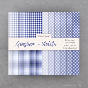 Gingham Digital Paper Pack | INSTANT DOWNLOAD | Gingham Pattern | Gingham Digital Papers | Seamless Paper Pack | Violet Gingham | GH1