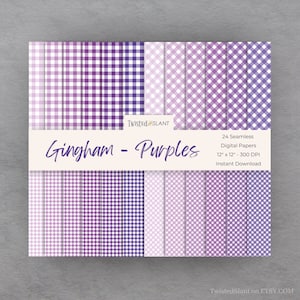 Gingham Digital Paper Pack | INSTANT DOWNLOAD | Gingham Pattern | Gingham Digital Papers | Seamless Paper Pack | Purple Gingham | GH1