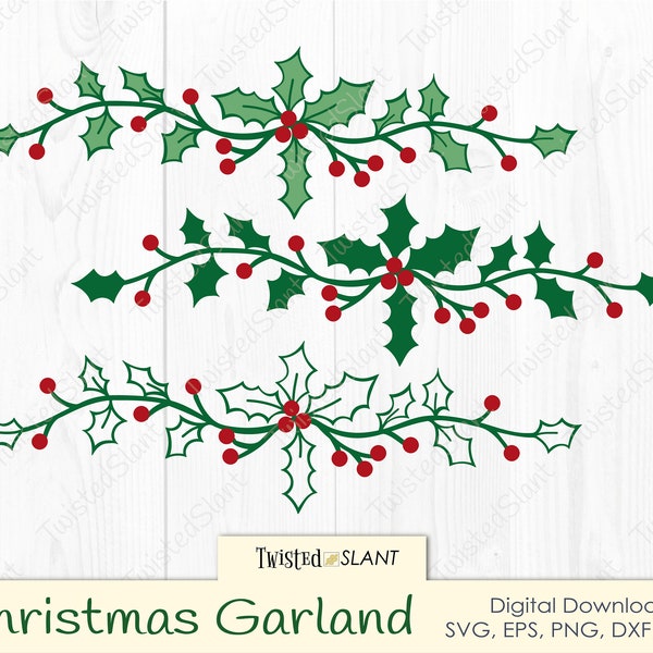 Garland svg, Christmas wreath svg, Christmas wreath clipart, holly svg, Christmas svg, Christmas wreath png, Christmas wreath