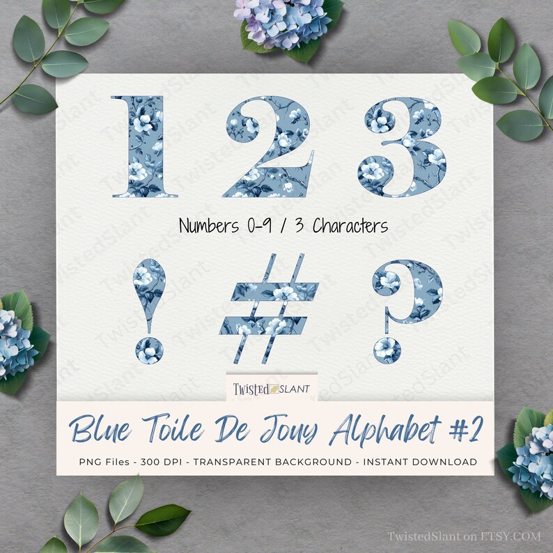 Blue Floral Toile De Jouy Alphabet Clipart (instant Download) - Etsy
