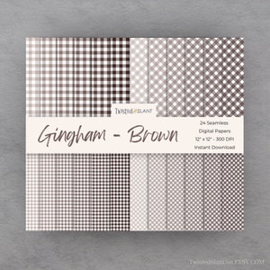 Gingham Digital Paper Pack | INSTANT DOWNLOAD | Gingham Pattern | Gingham Digital Papers | Seamless Paper Pack | Brown Gingham | GH1