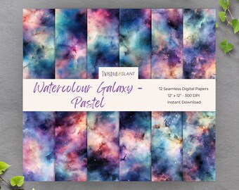 Pink Galaxy Digital Paper – Seamless Watercolor Textures (instant ...