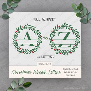 Christmas monogram svg, Monogram letters svg, Christmas wreath svg, Christmas svg bundle, Christmas font svg, Christmas wreath