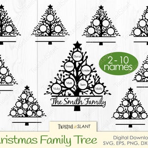 Albero genealogico di Natale svg, Albero genealogico svg, Monogramma di Natale svg, Clipart albero di Natale, nome di famiglia svg, albero genealogico png, Natale svg