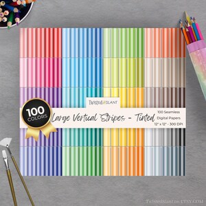 Vertical Stripes Digital Paper | INSTANT DOWNLOAD | Striped Background | Lined Digital Paper | Seamless Papers | Rainbow | Tinted | STR01