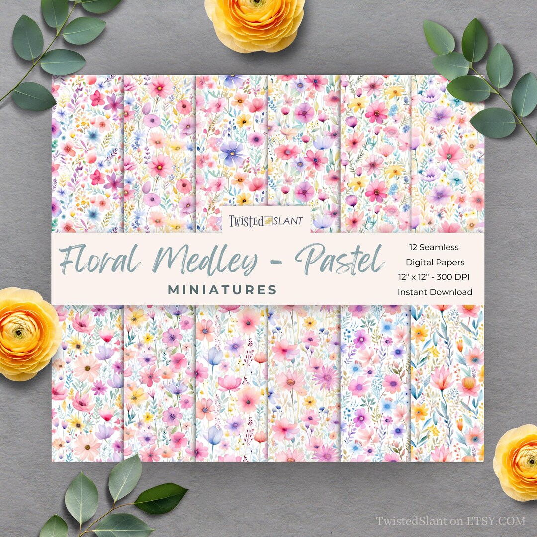Spring Floral Medley Digital Paper | INSTANT DOWNLOAD | Watercolor ...