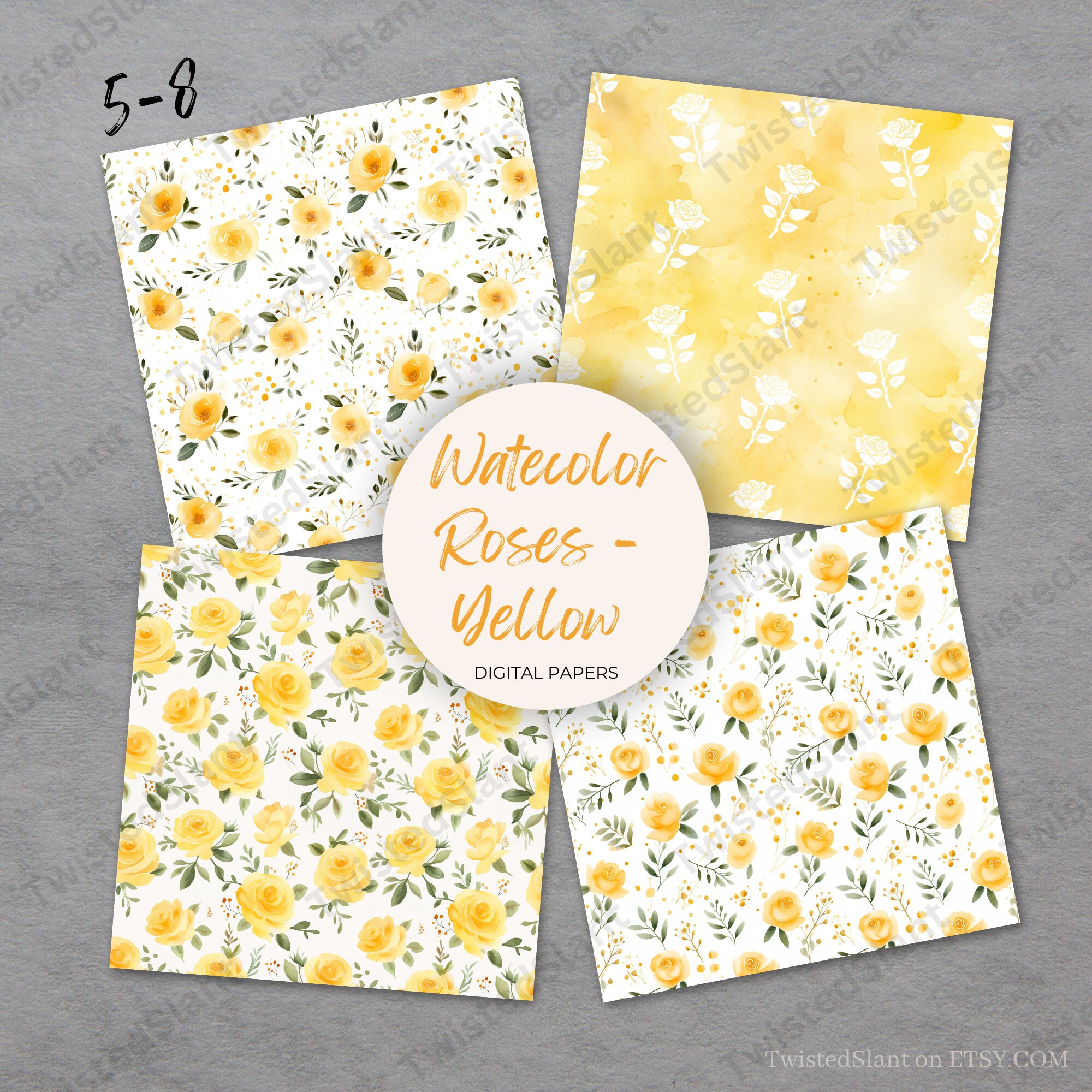 Yellow Roses Digital Yellow Rose Seamless Digital Paper | INSTANT DOWNLOAD | Watercolor ...