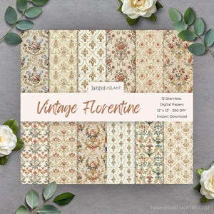 Florentiner Papier Digital | SOFORTIGER DOWNLOAD | Italienischer Florentiner | Seamless Paper Pack | Barock Muster | Set 19 | Jahrgang | FLOR01