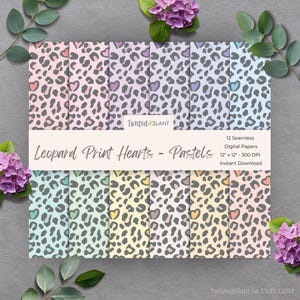 Leopard Print Seamless Digital Paper | INSTANT DOWNLOAD | Seamless Papers | Leopard Print | Heart Seamless | Pastel | LP01