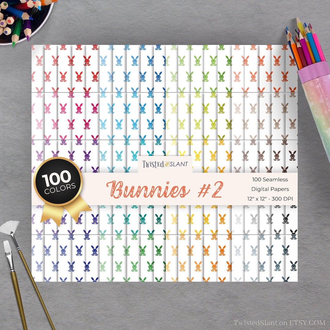 Cute Bunny Seamless Pattern: Rabbit Digital Paper (instant Download ...