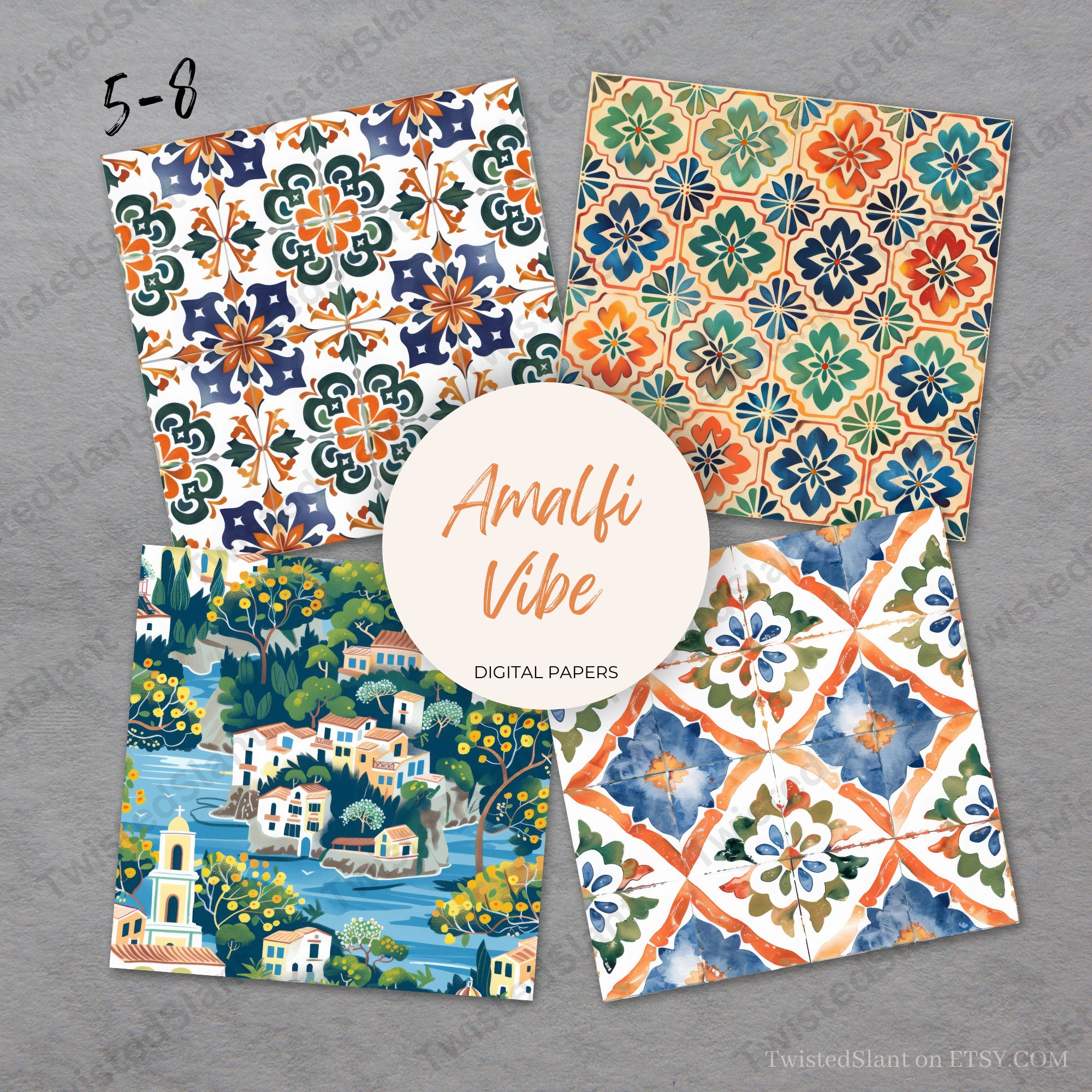 Amalfi Digital Paper | INSTANT DOWNLOAD | Mediterranean Tile | Amalfi ...