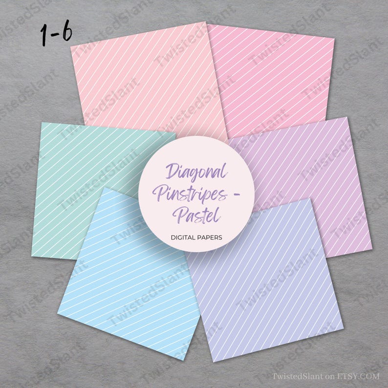 Pastel Diagonal Stripes Digital Paper | INSTANT DOWNLOAD | Striped ...