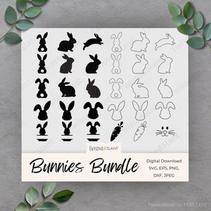 Testa di coniglio in formato SVG / DOWNLOAD IMMEDIATO / Bunny Silhouette in formato SVG / Bunny Face in formato SVG / Clipart di coniglio / Bunny Ears in formato SVG / Bunny Face in formato SVG / EAS1