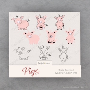 Pigs svg | INSTANT DOWNLOAD | Farm animals svg | Pig png | Pigs svg Bundle | svg Files for Cricut | Cute Pig Face svg | PIG01