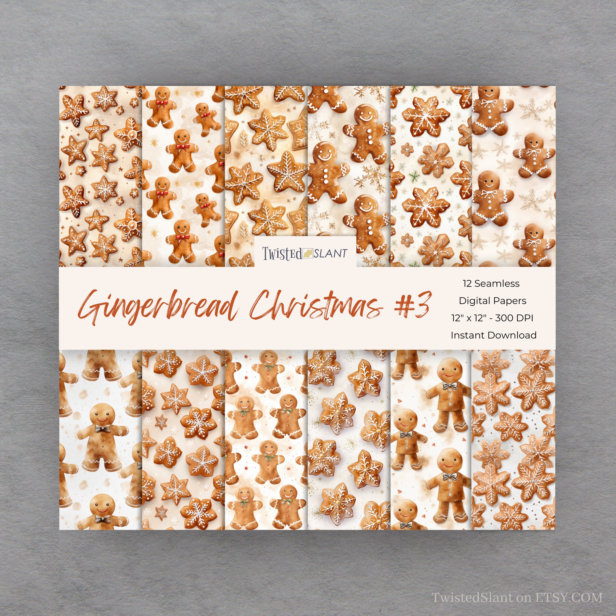 Christmas Seamless Digital Paper jpg | INSTANT DOWNLOAD | Christmas Junk Journal | Christmas Digital Papers | Gingerbread | Brown | GB1