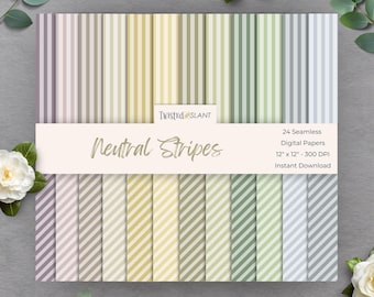 Neutral Stripes Digital Paper | INSTANT DOWNLOAD | Striped Background | Lined Digital Paper | Seamless Papers | Neutral | STR01