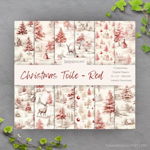 Papier numérique Toile de Noël | TÉLÉCHARGEMENT IMMÉDIAT | Papiers numériques de Noël | Journal indésirable de l'hiver | Noël sans couture | Rouge | TDJ1
