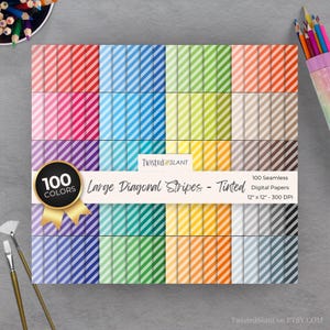 Diagonal Stripes Digital Paper | INSTANT DOWNLOAD | Striped Background | Lined Digital Paper | Seamless Papers | Rainbow | Tinted | STR01