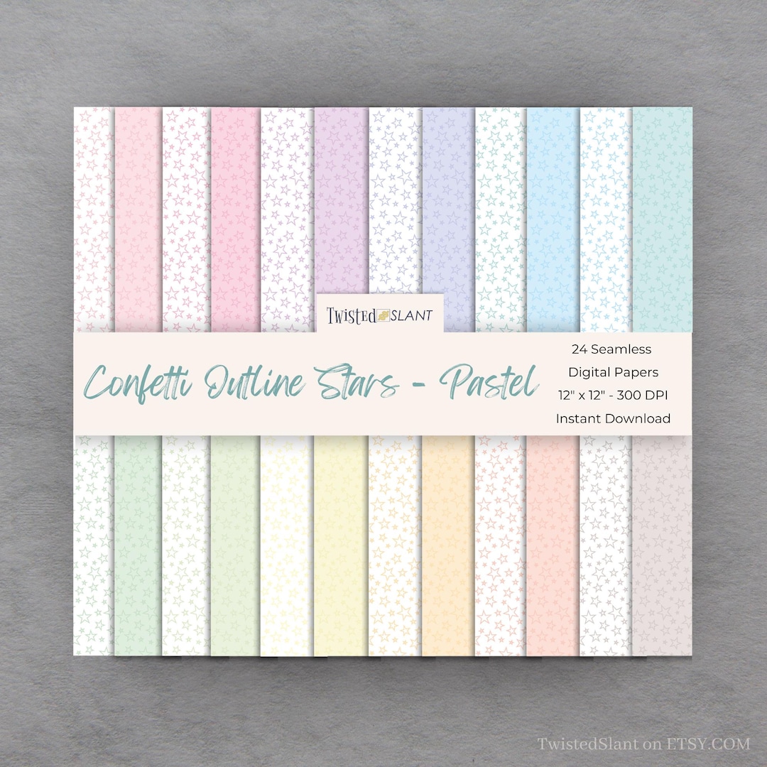 Pastel Star Digital Paper | INSTANT DOWNLOAD | Confetti Stars | Pastel ...