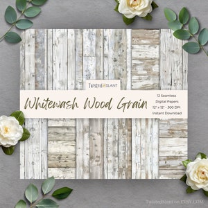 Houtnerf planken digitaal papier | DIRECT DOWNLOADEN | Houtnerfpapier | Houten achtergronden | Naadloos papierpakket | Whitewash | WDG1