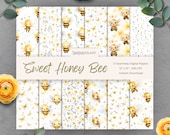 Honey Bee Digital Paper Seamless Pattern | INSTANT DOWNLOAD | Bee Digital Paper | Seamless Paper Pack | Honey Bee | Set 1 | BEE1